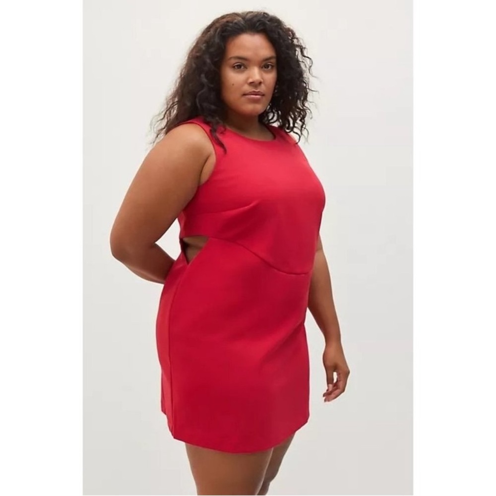 Mare Mare Anthropologie cut out red shift mini dress